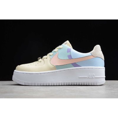 Nike Bayan Air Force 1 Sage Low Zeytin Yeşili / Bej Rengi / Mavi / Pembe Kaykay Ayakkabı Türkiye - F